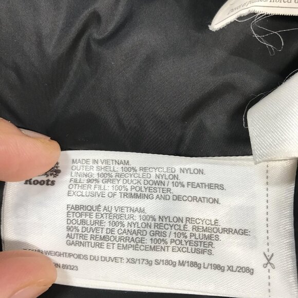 Roots Coat Womens Medium Black Long Hooded Down Puffer Parka Full Zip 90/10 Down - Picture 4 of 9